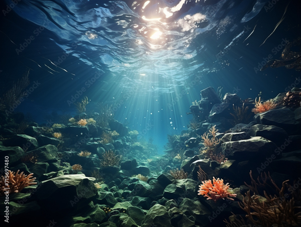 Arctic Landscape with Underwater Iceberg in the Ocean or Sea created with Generative Ai Arctic Landscape with Underwater Iceberg in the Ocean or Sea created with Generative Ai