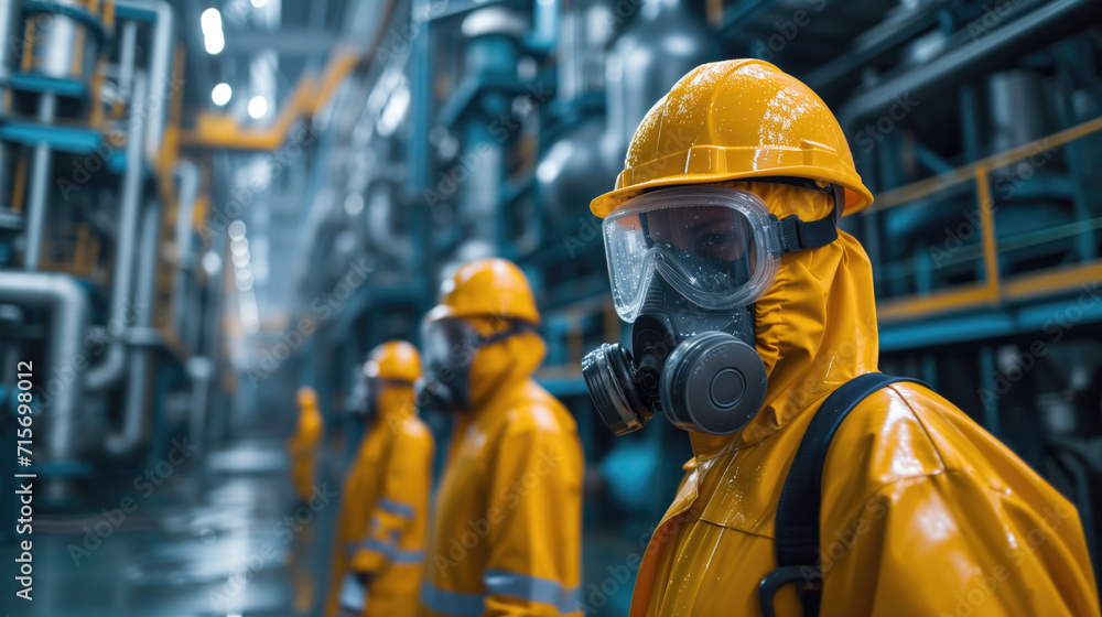 Toxic chemical gas leak safety team working cleaning in danger factory workshop environment contamination safety and protection. Ai generate
Toxic chemical gas leak safety team working cleaning in danger factory workshop environment contamination safety and protection. Ai generate