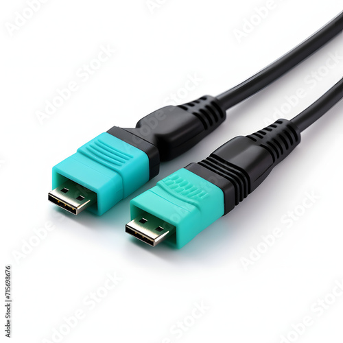 Close-up of a data cable connecting two devices isolated on white background, cinematic, png
