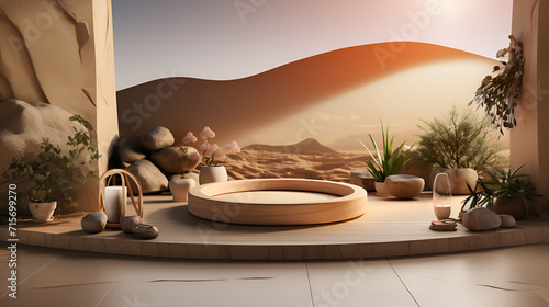  3d display product podium  nature elements  stand for products  