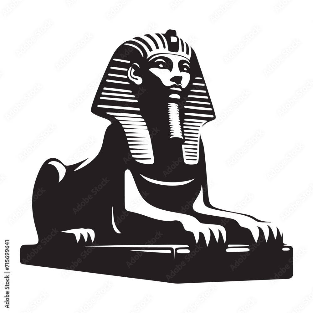 Vecteur Stock Echoes of Ancients: Sphinx Silhouette Set Depicting the ...