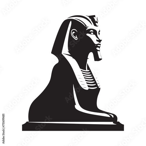 Silhouetted Secrets: Great Sphinx of Giza Silhouette Unveiling the Mysterious Aura of Egypt's Timeless Monument - Sphinx Illustration - Sphinx Vector - Egyptian Silhouette
