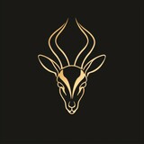 Flat Logo Design of a Gazelle - Black and Gold