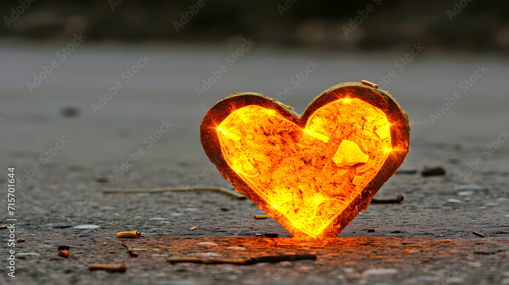Fototapeta premium 3d romantic heart, neon light, valentine's Day, LOVE, poster, greeting, celebration, Wedding 