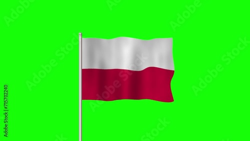National Flag of Poland Waving on a Green Screen