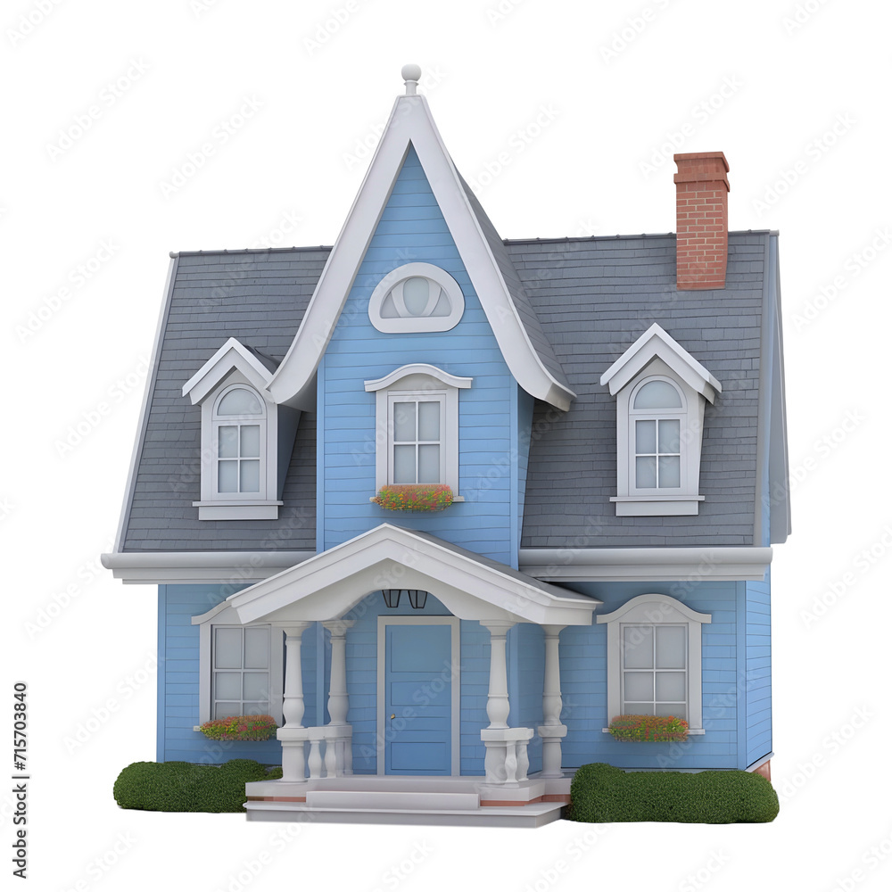 3D Rendering of a Real Estate House or Home on Transparent Background - Ai Generated