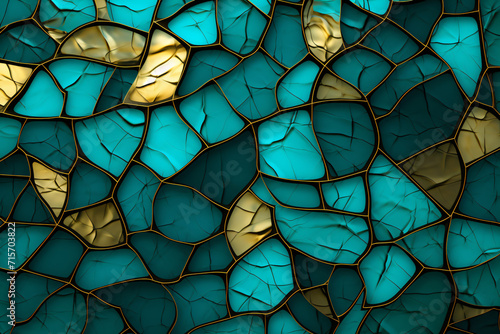 mosaic tile seamless pattern transparent blue mosaic pattern abstract wallpaper, in the style of light gold and light emerald, kintsugi, shaped canvas, abstract photography, glass sculptures photo