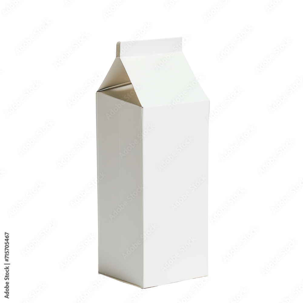 A milk carton side view isolated on a transparent background, mockup A milk carton side view isolated on a transparent background, mockup
