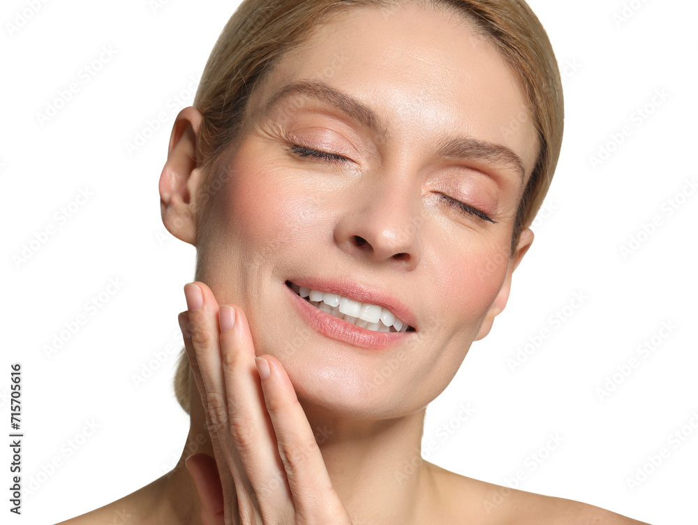 Beautiful woman with healthy skin on white background Beautiful woman with healthy skin on white background