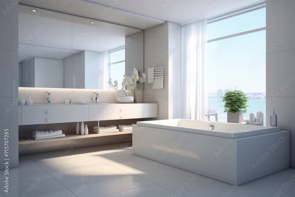 Contemporary Bathroom Interior with Copyspace for Real Estate Advertising. Luxury, Modern Contemporary Bathroom Interior with Copyspace for Real Estate Advertising. Luxury, Modern