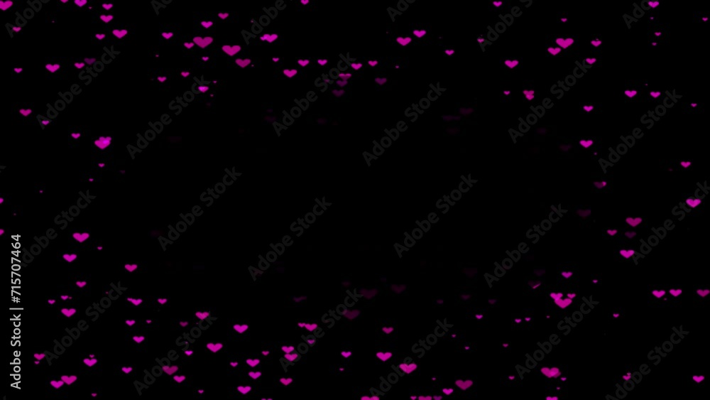 Particle effect material of pink heart heading outward (black background), frame, overlay, Particle effect material of pink heart heading outward (black background), frame, overlay,