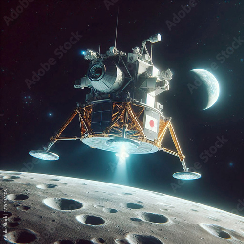 Chandrayaan Moon Sniper successful landing on the moon with Japan flag AI generated photo