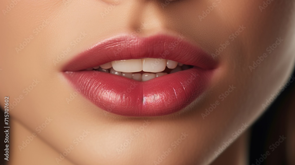 Beautiful Human Lips with Natural Expression View - Horizontal Shot Beautiful Human Lips with Natural Expression View - Horizontal Shot