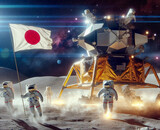 Chandrayaan Moon Sniper successful landing on the moon with Japan flag AI generated