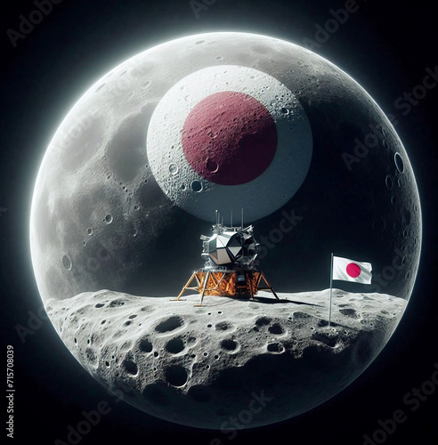 Chandrayaan Moon Sniper successful landing on the moon with Japan flag AI generated photo