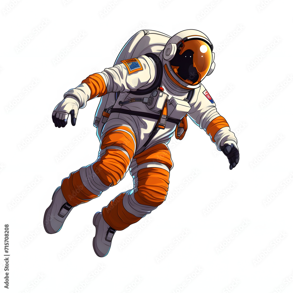 Astronaut undergoing rigorous training isolated on white background, cartoon style, png
