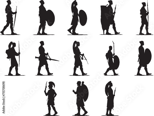 Ancient Greek Soldiers Shape Silhouette Vector