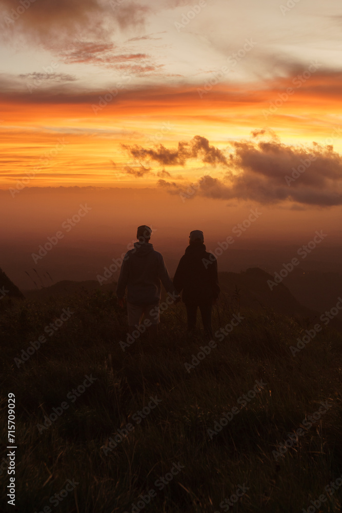 Silhouette of a couple in sunset