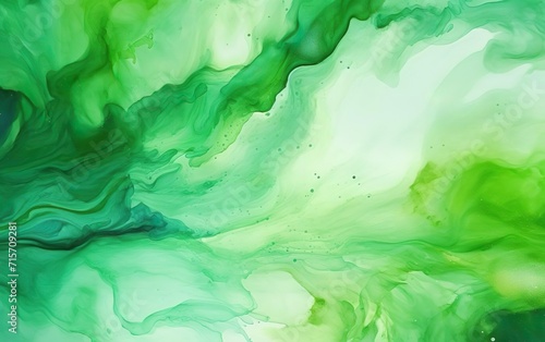 Abstract background green watercolor paint liquid fluid texture for graphic design. Flow art. AI Generative. photo