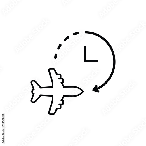 outline timer and air plane icon. concept of information icon for airline or terminal board. flat simple style trend modern minimal logotype graphic design element isolated on white background