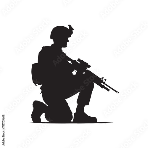 Stealth Guardians: Army Soldier Silhouettes in Stealth Mode, Masters of Infiltration - Military Illustration - Military Vector
