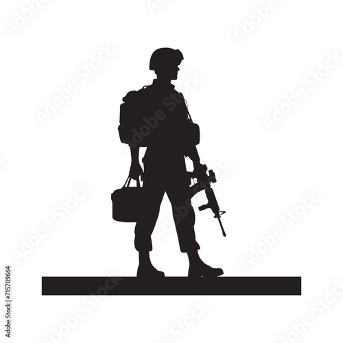 Covert Commanders: Soldier Silhouette Collection Representing the Commanding Presence of the Military - Soldier Illustration - Soldier Vector - Military Silhouette
