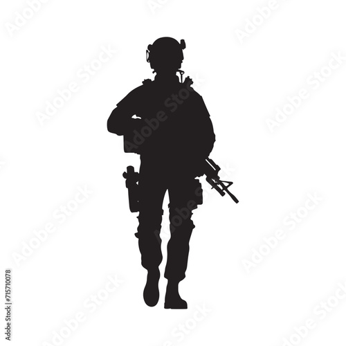 Silent Thunder: Soldier Silhouette Series Echoing the Thunderous Legacy of Military Might - Soldier Illustration - Soldier Vector - Military Silhouette

