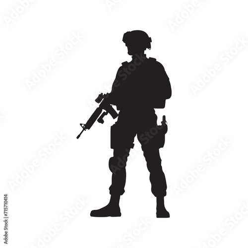 Vigilant Shadows: Army Soldier Silhouettes Projecting a Vigilance That Knows No Bounds - Military Illustration - Military Vector 