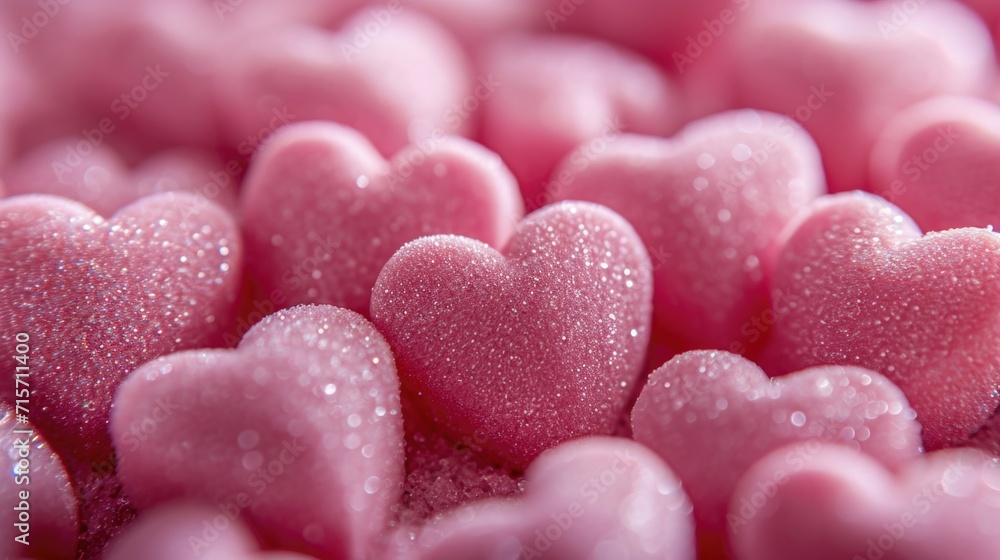 Obraz premium Monochromatic Pink Hearts - Soft Matte Finish Creating Depth, Valentine's Day Concept