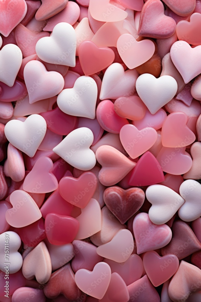 Monochromatic Pink Hearts - Soft Matte Finish Creating Depth, Valentine's Day Concept