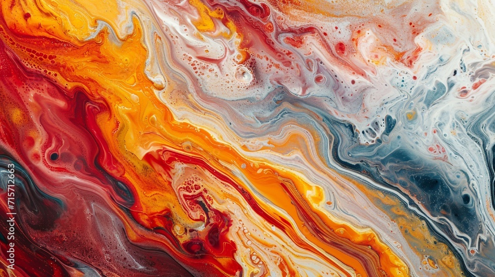 Colorful abstract liquid marble texture, fluid art. Very nice abstract orange red design swirl background.