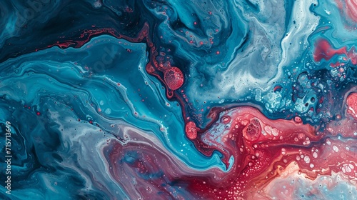 Colorful abstract liquid marble texture, fluid art. Very nice abstract cyan red design swirl background.