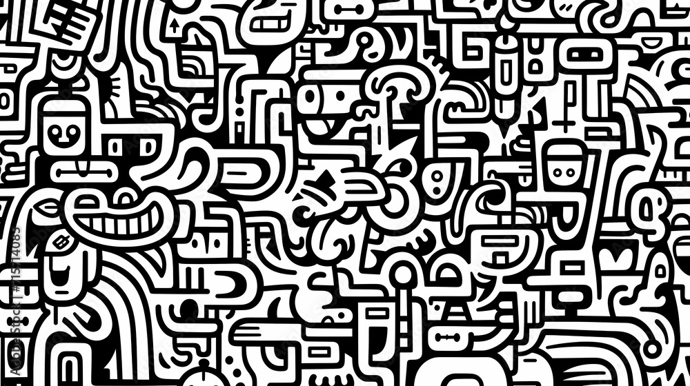 Funny doodle seamless pattern, artistic background