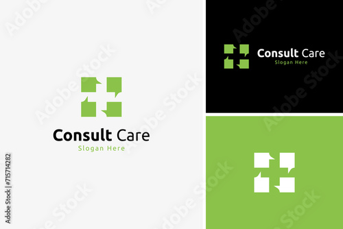 Vector geometric bubble chat logo, group chat logo design template