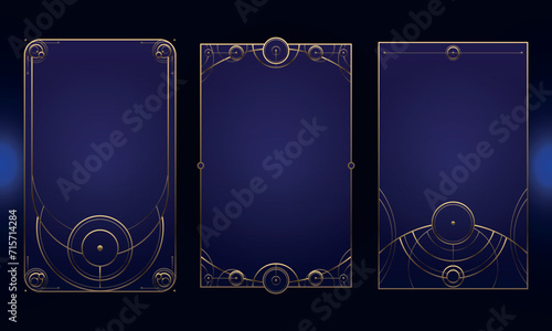 Mystic style invitation with gold circle scared elements. Sacred geometry border and frame. Vector illustration. EPS 10