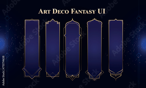 Set of Art Deco Modern Banners for user interface. Fantasy magic HUD. Template for rpg game interface. Vector Illustration EPS10