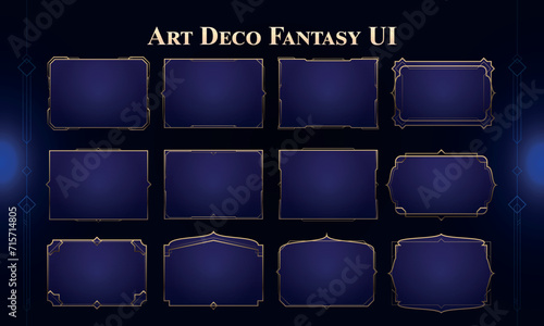 Set of Art Deco Modern Windows for user interface. Fantasy magic HUD. Template for rpg game interface. Vector Illustration EPS10