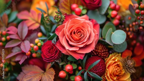 Autumnal Bouquet in Vivid Detail - Natural Beauty with Sharp Focus  Valentine s Day Concept