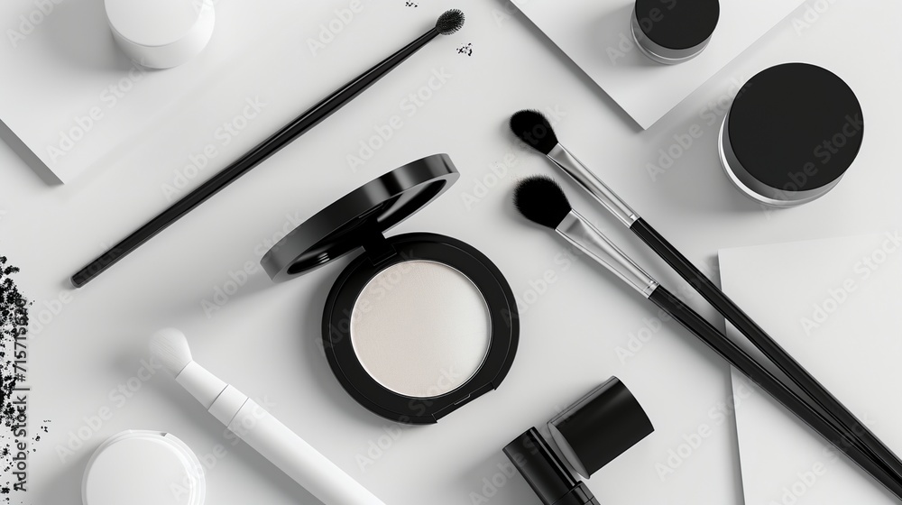 a collection of makeup brushes and powders a collection of makeup brushes and powders