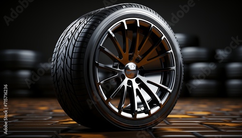 a tire on a floor