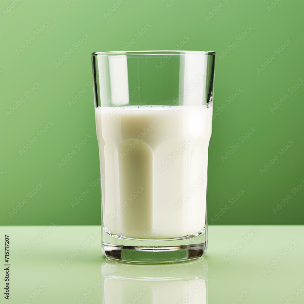 Glass of milk front view on a table top Glass of milk front view on a table top