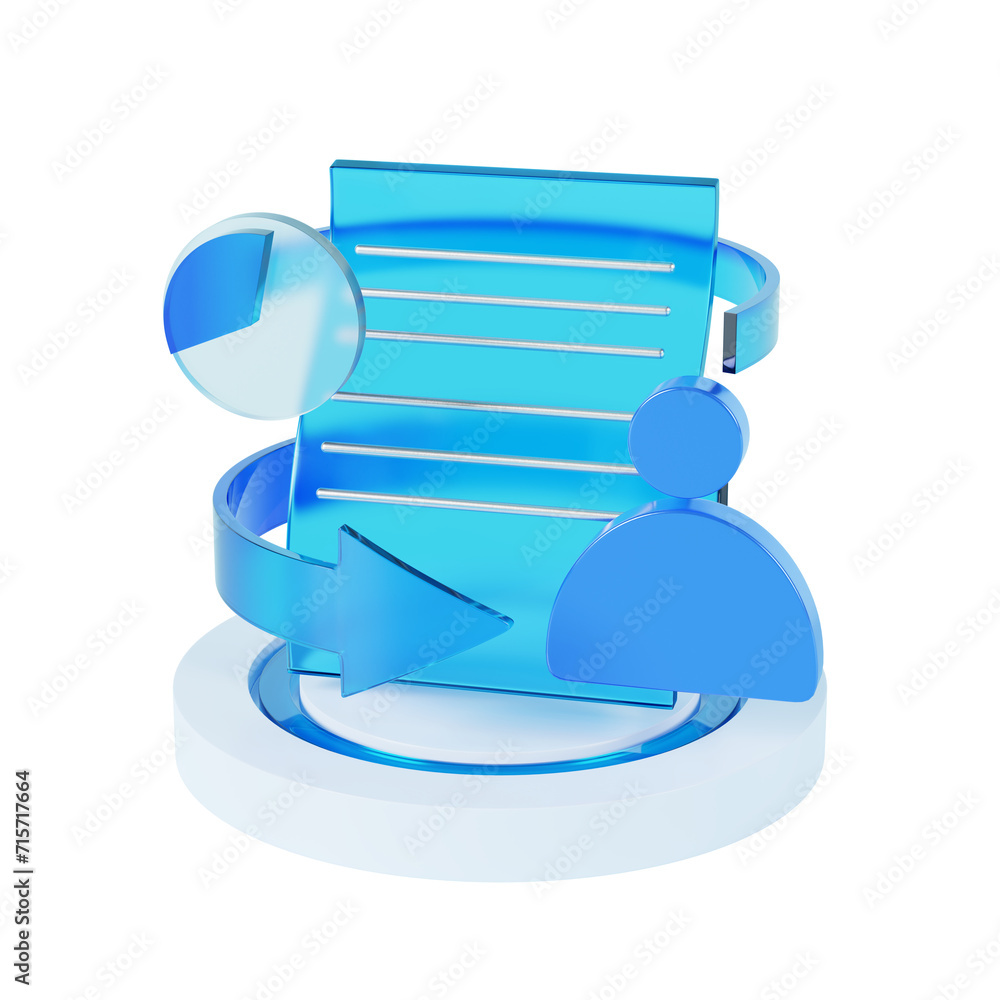 3d infographic of data analysis and security systems icon isolated on transparent background.