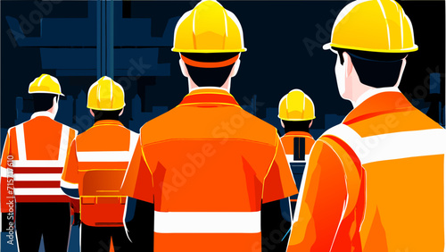 Workers in reflective vests. vektor illustation