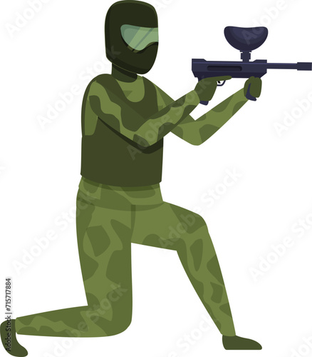 Extreme shooting paintball icon cartoon vector. Club mask. War fun