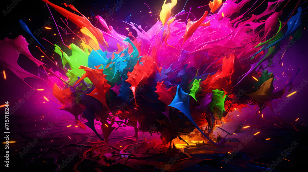 abstract neon smash liquid