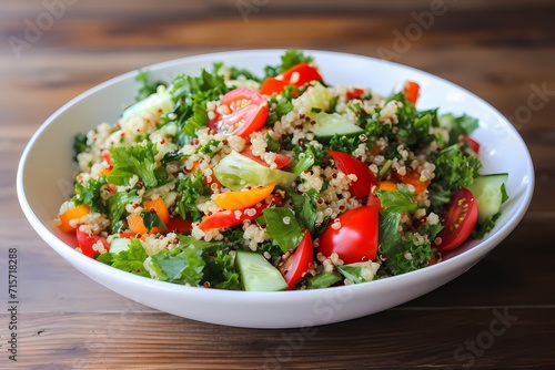 A nutritious quinoa salad packed with crunchy vegetables and tossed in a zesty citrus dressing.