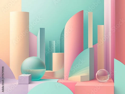 Pink and blue geomatric abstract vector background template. photo