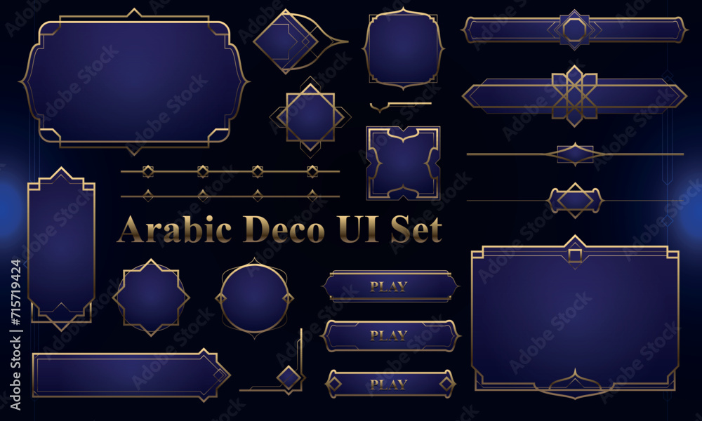 Set Of Art Deco Modern User Interface Elements Fantasy Magic HUD With