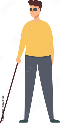 Blin man stick icon cartoon vector. Dog road cane. Tactile health