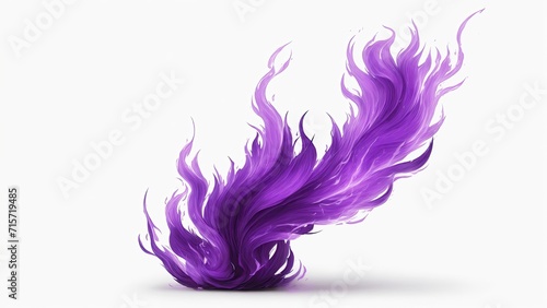 Purple flame magic fire on white background